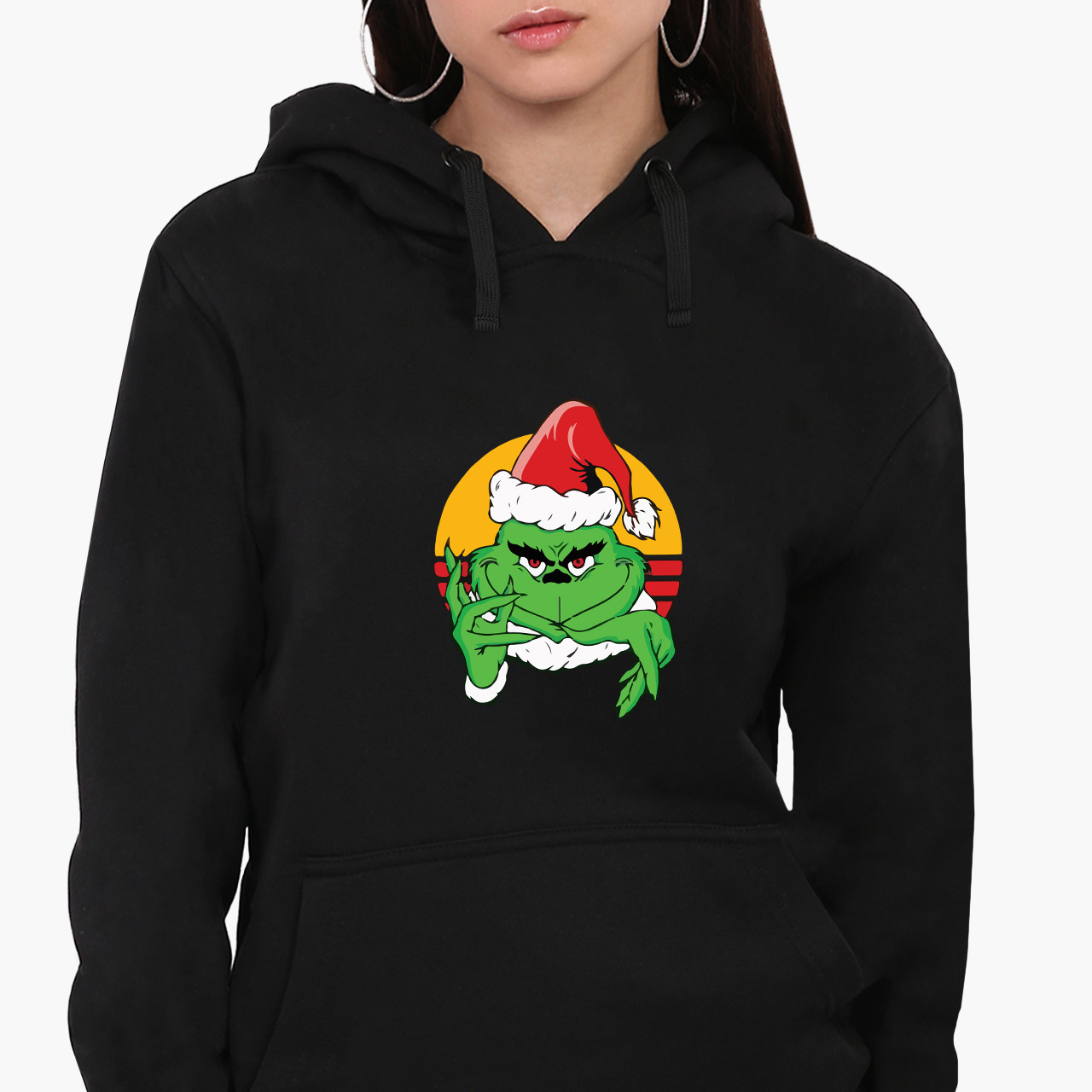 Худі жіночий Грінч (The Grinch) Кенгуру  Чорний