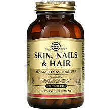 Вітаміни для шкіри, нігтів і волосся SOLGAR "Skin, Nails & Hair" поліпшена МСМ формула (120 таблеток)