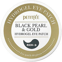 Патчі під очі Petitfee "Black Pearl & Gold Hydrogel Eye Patch" із золотом і чорними перлами (60 шт)