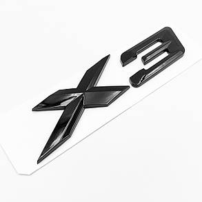 Емблема (наклейка, шильдик, логотип, літери) кришки багажника X3 BMW (БМВ) Чорний глянець, фото 3