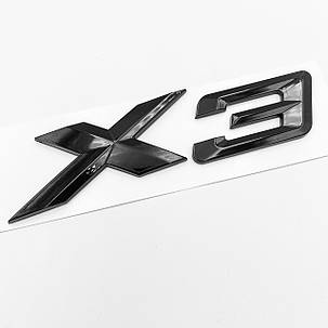 Емблема (наклейка, шильдик, логотип, літери) кришки багажника X3 BMW (БМВ) Чорний глянець, фото 1