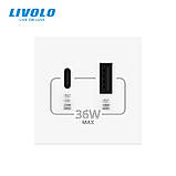 Розетка LIVOLO USB-A + USB-C PD 36Вт, біла, швидке заряджання, Power Delivery QC 3.0, модуль, фото 3