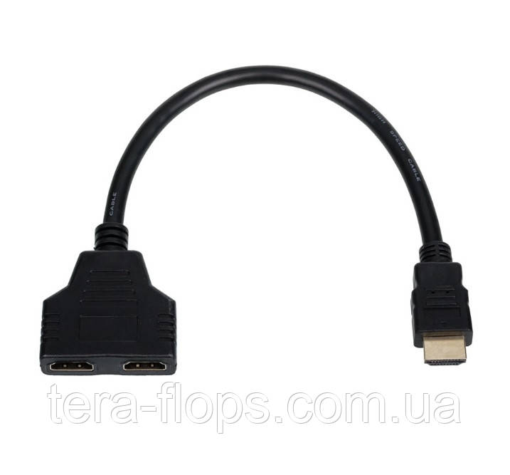 Кабель-розгалужувач Atcom (10901) HDMI-2HDMI 0.1 м, чорний (D)