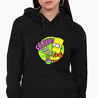 Худи женский Барт Симпсон (Bart The Simpsons) Кенгуру (8921-3410) Черный
