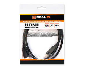 Кабель REAL-EL (EL123500012) HDMI-HDMI M/M v2.0 2м (D), фото 2