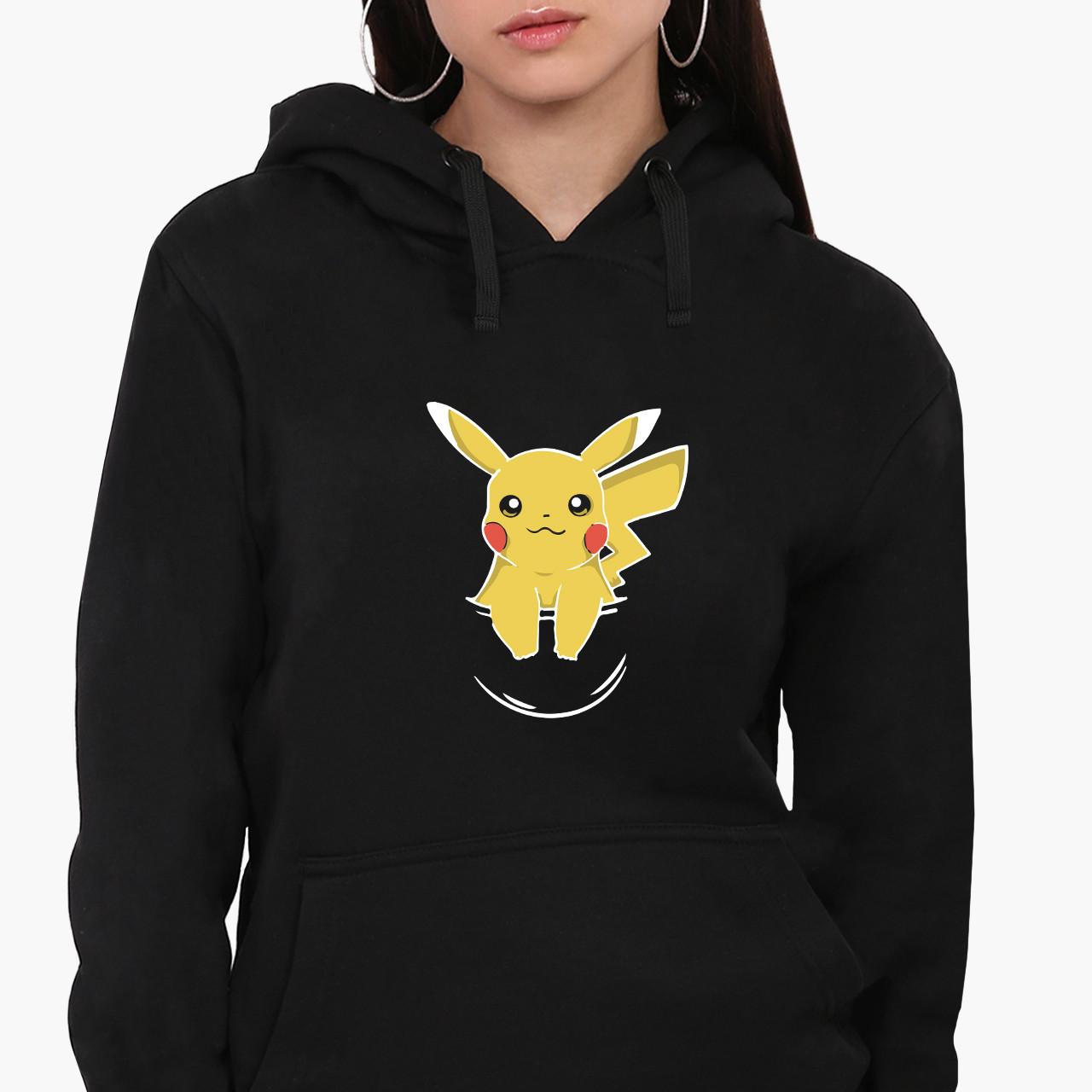 Худі жіночий Покемон Пікачу (Pikachu) Кенгуру  Чорний