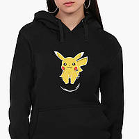 Худи женский Покемон Пикачу (Pikachu) Кенгуру (8921-3439) Черный