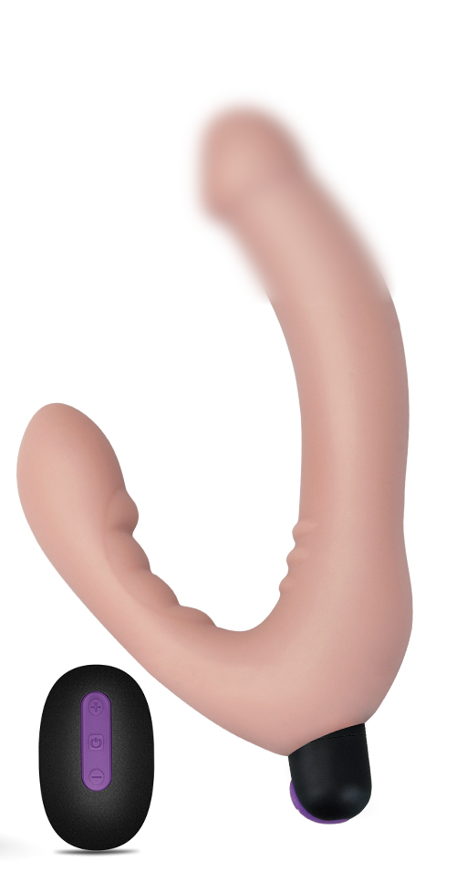 Безремний страпон із вібрацією Rechargeable IJOY Strapless Strap-on Flesh, 22х3,5 см., фото 1