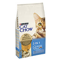 Cat Chow Feline 3в1 корм для кошек с индейкой 15кг
