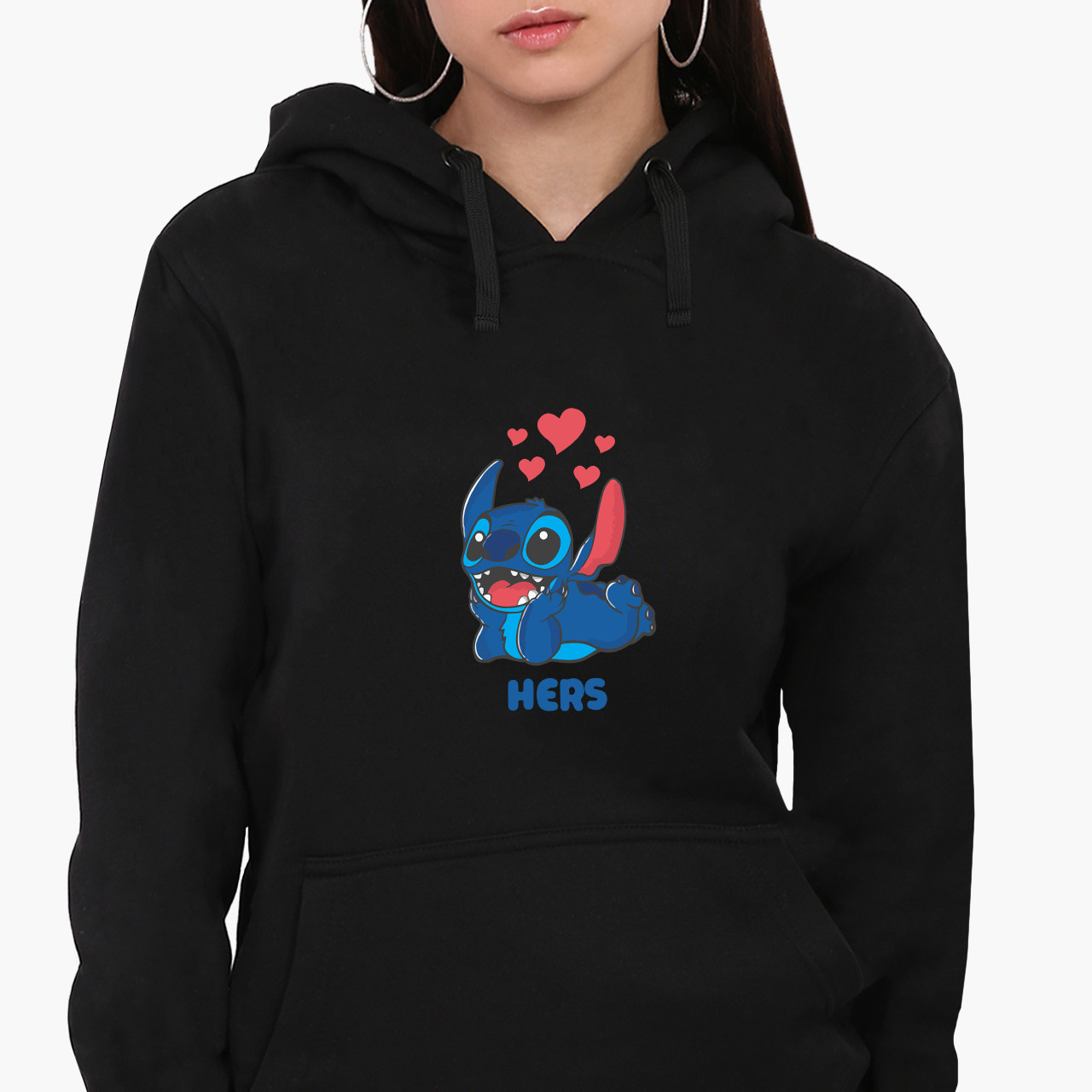 Худі жіночий Стіч (Stitch Hers) Кенгуру  Чорний