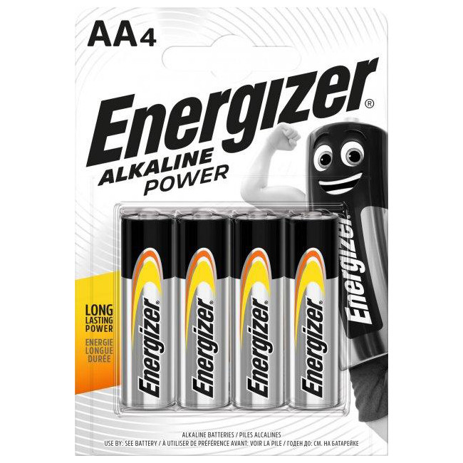 Пальчикові батарейки лужні АА Energizer Alkoline Power 1.5V 4 шт, фото 1
