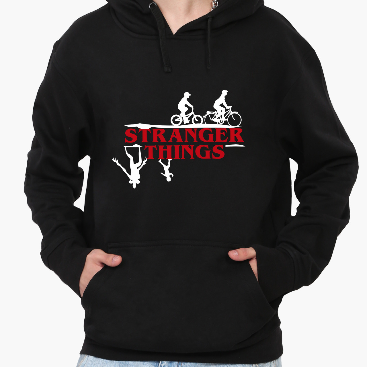 Худі чоловічий Дуже дивні справи (Stranger Things) Кенгуру  Чорний