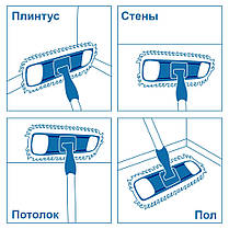 Тримач плоского мопа флаундер пластик 80 см Велика насадка на швабру-флаундер для сухого прибирання ганчірка моп, фото 2