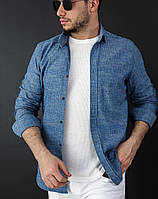 Модна джинсова чоловіча чоловіча сорочка з довгим рукавом і принтом, джинс, фабрична Туреччина, новинка 2025 року