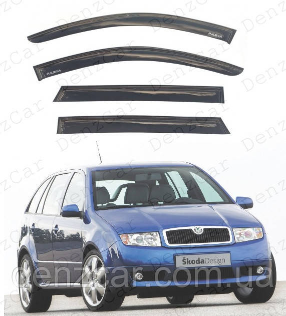 Вітровики Skoda Fabia I Combi 2000-2007 (на скотчі)\Дефлектори вікон Шкода Фабія 1 універсал, фото 2