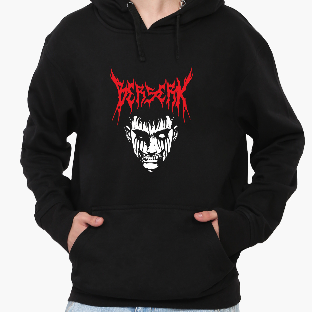 Худі чоловічий Берсерк Гатс (Berserk Gats) Кенгуру  Чорний