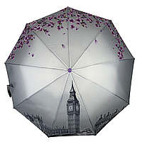 Жіноча парасоля напівавтомат на 9 спиць, антивітер, фіолетовий, Toprain0544-4