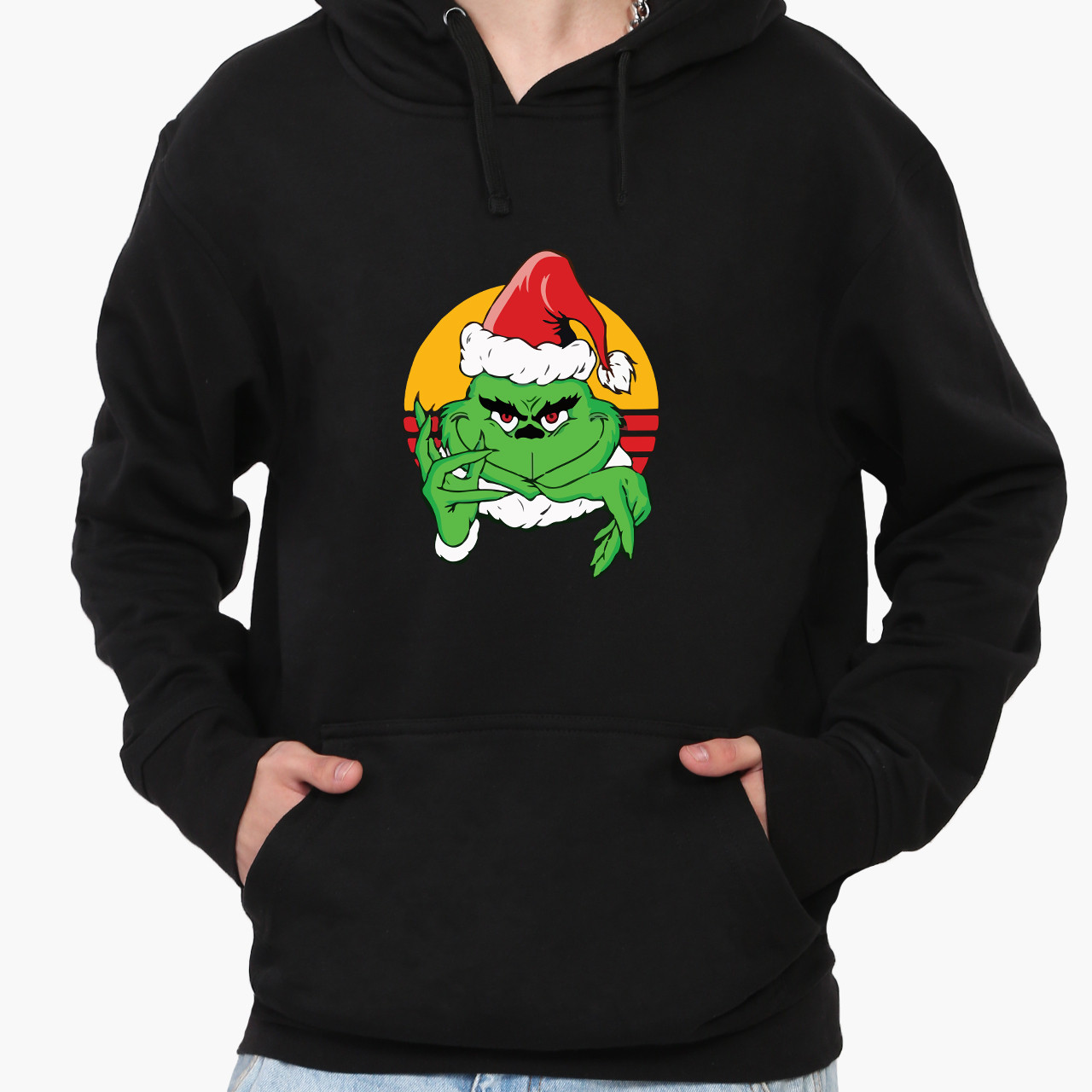 Худі чоловічий Грінч (The Grinch) Кенгуру  Чорний