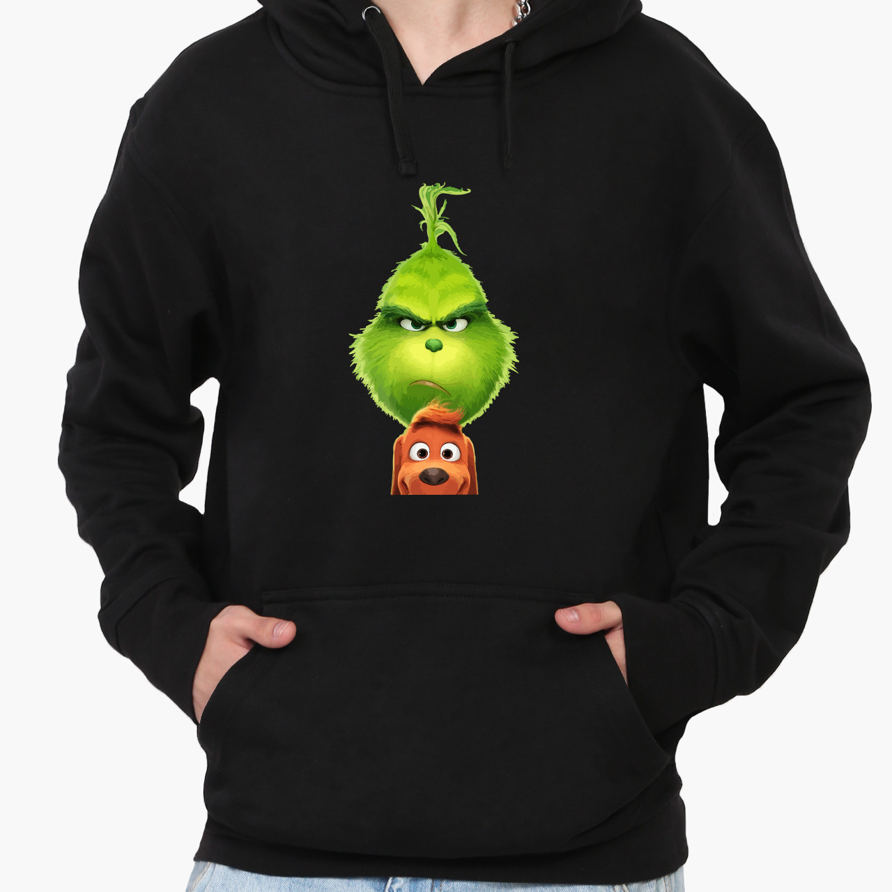 Худі чоловічий Грінч і Макс (The Grinch) Кенгуру  Чорний