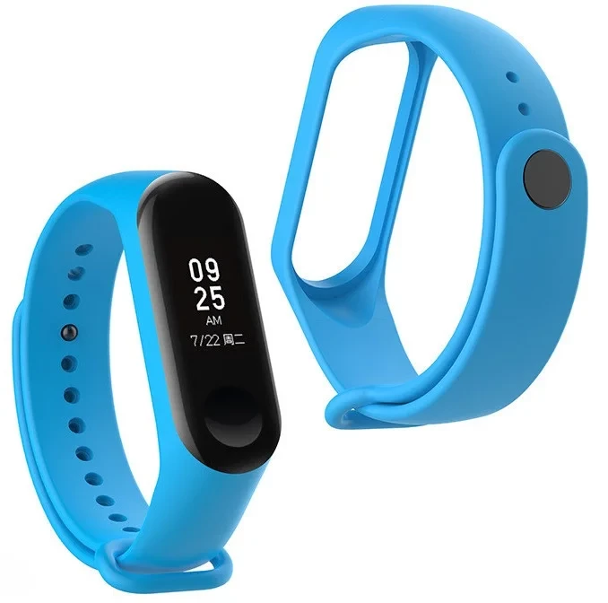 Силіконовий Браслет Xiaomi Mi band 3 4 M3 M4 Ремінець для Смарт Годин (блакитний)