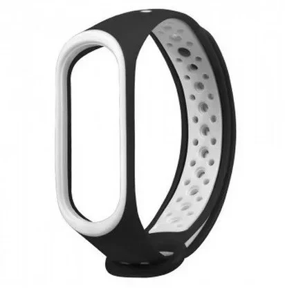 Силіконовий Браслет Xiaomi Mi band 3 4 M3 M4 Ремінець для Смарт-касів (чорний із білим)