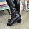 Черевики жіночі шкіряні на шнурівці, колір чорний/червоний, фото 3