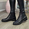 Чоботи жіночі шкіряні чорні на низькому ходу, фото 2