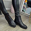 Чоботи жіночі шкіряні чорні на низькому ходу, фото 3