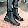 Чоботи жіночі шкіряні чорні на низькому ходу, фото 4