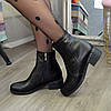 Черевики шкіряні на невисоких підборах, колір чорний, фото 2