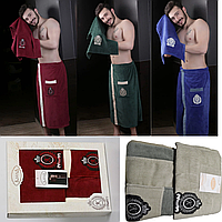 Набор для бани мужчине в сауну подарочный, банные наборы для мужчин полотенце для сауны Зеленый