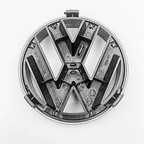 Емблема перед, значок решітки радіатора VW Volkswagen 125 мм GOLF 5, Polo, Touran, CADDY, EOS Матовий Чорний, фото 5