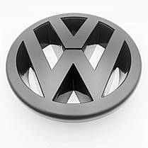 Емблема перед, значок решітки радіатора VW Volkswagen 125 мм GOLF 5, Polo, Touran, CADDY, EOS Матовий Чорний, фото 2
