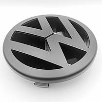 Емблема перед, значок решітки радіатора VW Volkswagen 125 мм GOLF 5, Polo, Touran, CADDY, EOS Матовий Чорний, фото 4