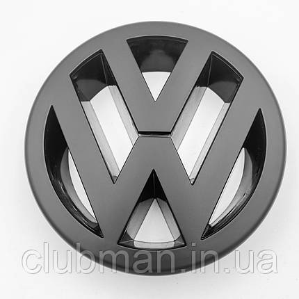 Емблема перед, значок решітки радіатора VW Volkswagen 125 мм GOLF 5, Polo, Touran, CADDY, EOS Матовий Чорний, фото 1