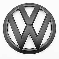Эмблема передняя, значок решетки радиатора VW (Фольцваген) 137 мм GOLF 7 Матовый Черный