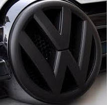Емблема перед, значок решітки радіатора VW Volkswagen 125 мм GOLF 5, Polo, Touran, CADDY, EOS Матовий Чорний, фото 3