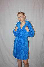 Махровый короткий халат однотонный с капюшоном, фото 2