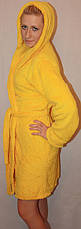 Махровый короткий халат однотонный с капюшоном, фото 3