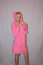 Махровый короткий халат однотонный с капюшоном, фото 5