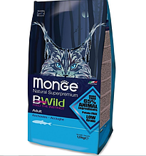 Сухий корм для дорослих кішок з анчоусами 10 кг Monge Сat Вwild low Grain anchovies