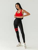 Комплект спортивной одежды (лосины+топ) черный-красный