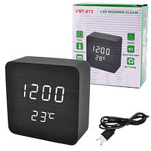 Годинник мережеві VST-872-6 білі, (корпус чорний) USB (80 шт/ящ)