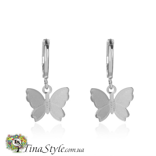 Сережки сережки висячі сережки метелик метелика колір срібло, фото 1