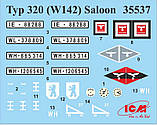 Пластикова модель 1/35 ICM 35539 німецький легковий автомобіль Typ 320 (W142) з персоналом, фото 7