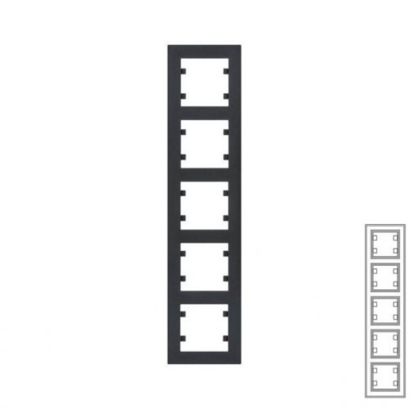 Рамка 5-містна вертикальна чорна Intense Lumina-2 Hager WL5653