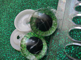 Фурнітура очі на безпечному кріпленні 25 мм. Блискучі зелені.