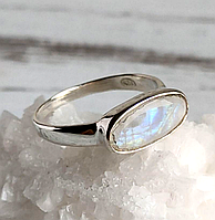 Индийское серебряное кольцо с лунным камнем 18