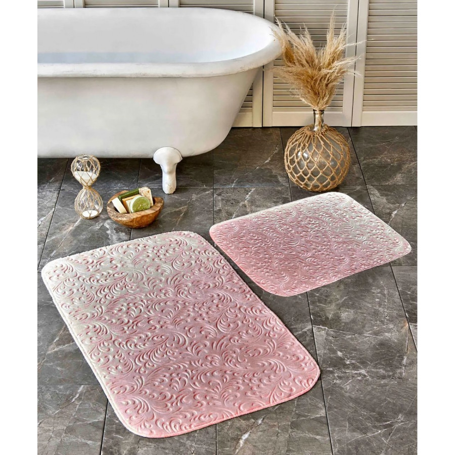 Набір килимків Karaca Home - Delora 60*100+50*60 Рожевий