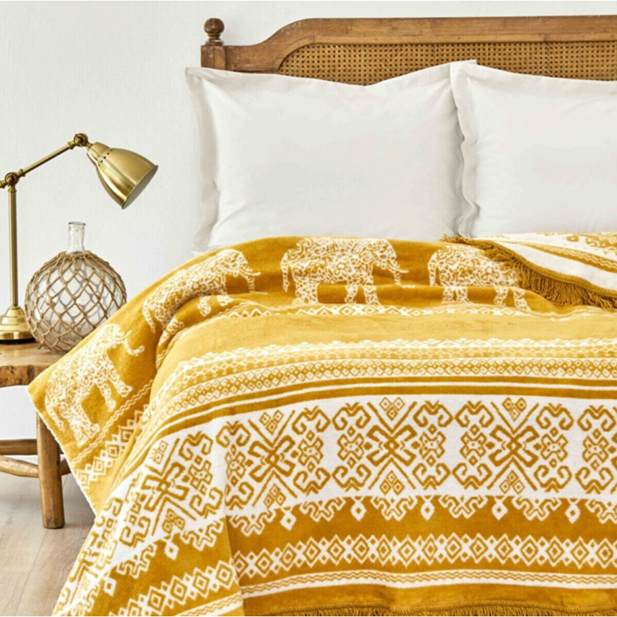 Плед Karaca Home - Colmar 180*220 євро Гірчичний